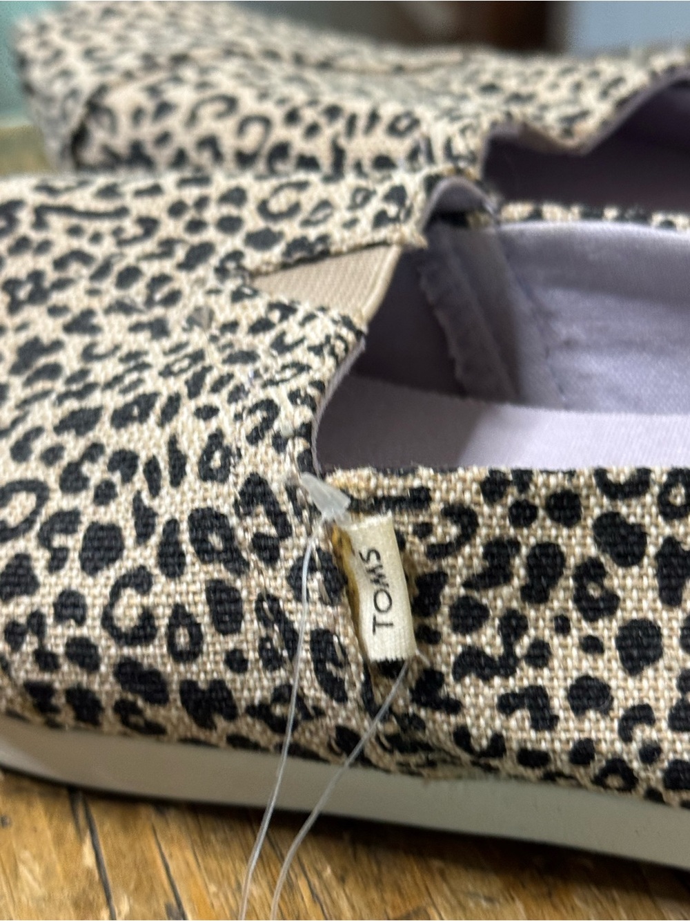 TOMS Leopard Canvas Slip-Ons - Beige & Black - Picture 4 of 12